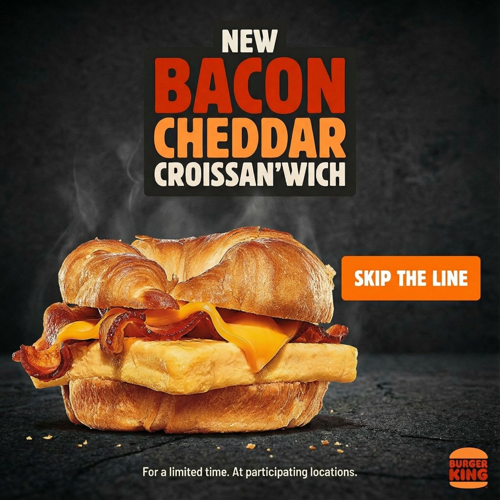 Burger King Bacon Cheddar Croissan'wich social media ad creative